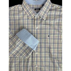 IZOD‎ Mens Long Sleeve Button Down Dress Shirt Multicolor Check- Size XXL- EUC